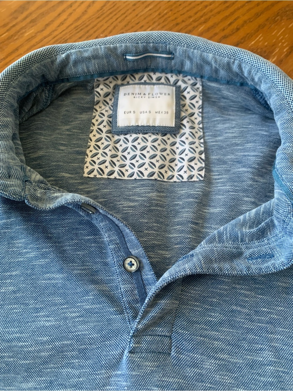 Denim & Flower Polo Shirt - Picture 3 of 15